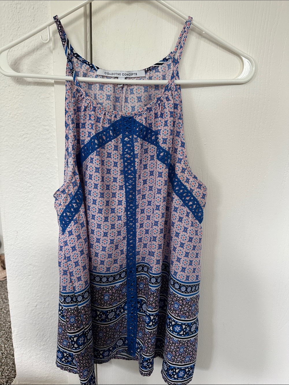 Collective Concepts Blue & Pink Printed Tank
